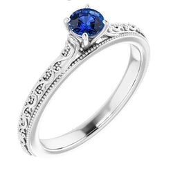 Sapphire Solitaire Ring 0.75 Carats Ceylon Blue Jewelry