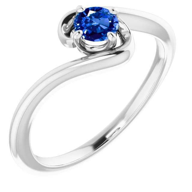 Sapphire Stone Ring Freeform Shank 1 Carat White Gold 14K - Gemstone Ring-harrychadent.ca