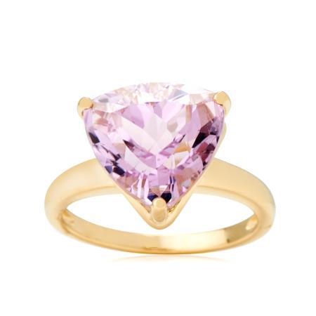 Solitaire 10 Carat Pink Kunzite Ring Yellow Gold 14K - Gemstone Ring-harrychadent.ca