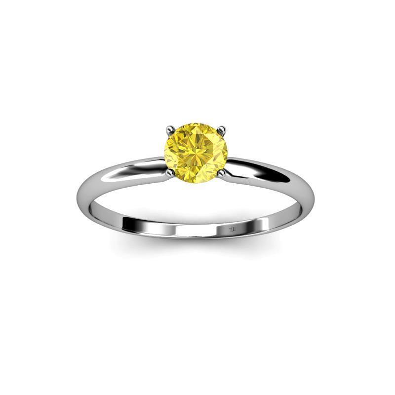 Solitaire 2 Ct Yellow Sapphire Ring White Gold 14K - Gemstone Ring-harrychadent.ca