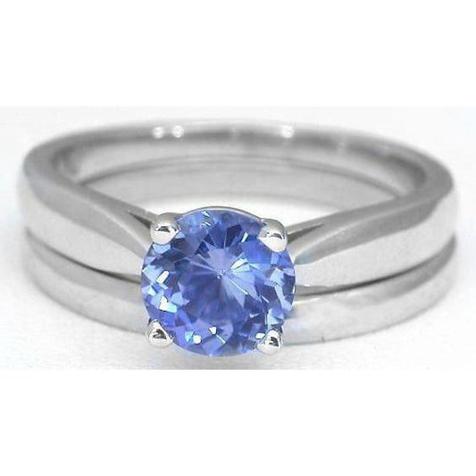 Solitaire 3 Carat Ceylon Sapphire Ring Set 14K New - Gemstone Ring-harrychadent.ca