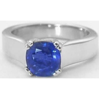 Solitaire Ceylon Sapphire 1.80 Ct Wedding Ring White Gold - Gemstone Ring-harrychadent.ca