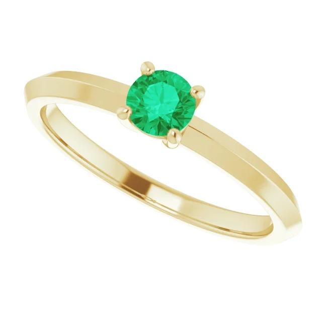 Solitaire Engagement Ring 1.25 Carats Green Emerald Yellow Gold 14K - Gemstone Ring-harrychadent.ca