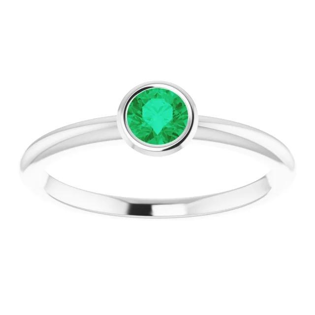 Solitaire Green Emerald Engagement Ring 0.75 Carats Bezel Setting - Gemstone Ring-harrychadent.ca