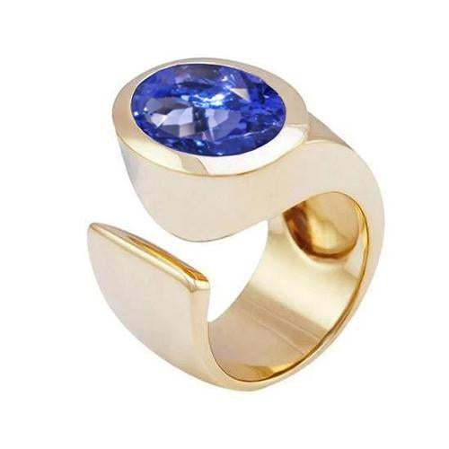 Solitaire Oval Tanzanite 2 Carat Ring Gemstone Jewelry - Gemstone Ring-harrychadent.ca