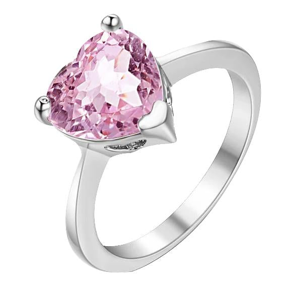 Solitaire Pink Heart Kunzite 22.50 Ct Anniversary Ring White Gold - Gemstone Ring-harrychadent.ca