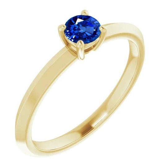 Solitaire Ring Blue Sapphire 1.25 Carats Yellow Gold 14K Jewelry - Gemstone Ring-harrychadent.ca