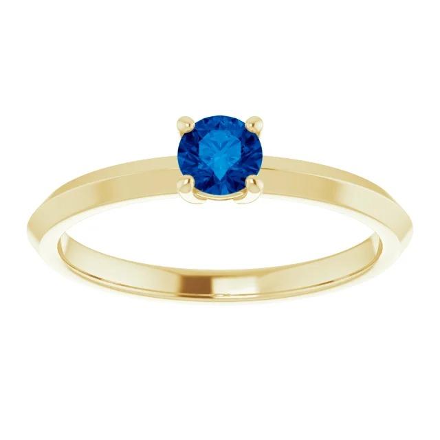 Solitaire Ring Blue Sapphire 1.25 Carats Yellow Gold 14K Jewelry - Gemstone Ring-harrychadent.ca