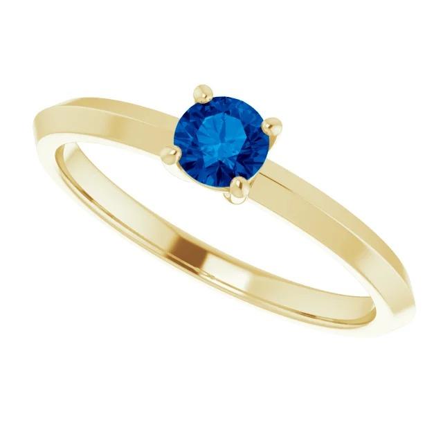 Solitaire Ring Blue Sapphire 1.25 Carats Yellow Gold 14K Jewelry - Gemstone Ring-harrychadent.ca