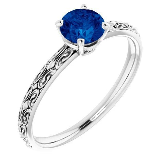 Solitaire Ring Blue Sapphire 1.50 Carats Filigree Women Jewelry - Gemstone Ring-harrychadent.ca