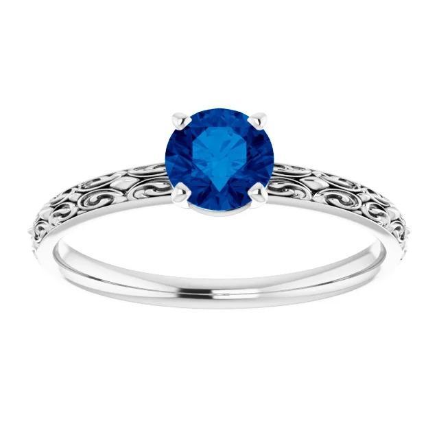 Solitaire Ring Blue Sapphire 1.50 Carats Filigree Women Jewelry - Gemstone Ring-harrychadent.ca