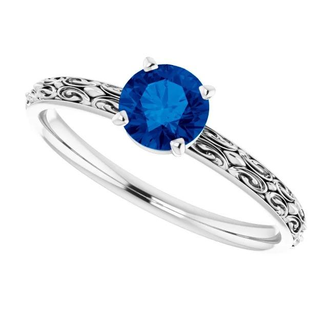 Solitaire Ring Blue Sapphire 1.50 Carats Filigree Women Jewelry - Gemstone Ring-harrychadent.ca