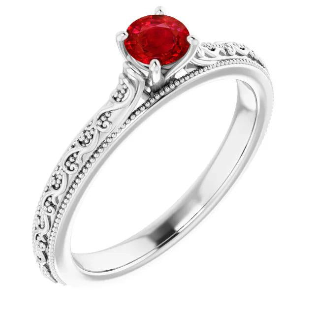 Solitaire Ruby Ring 0.75 Carats Antique Style New - Gemstone Ring-harrychadent.ca