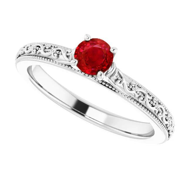 Solitaire Ruby Ring 0.75 Carats Antique Style New - Gemstone Ring-harrychadent.ca