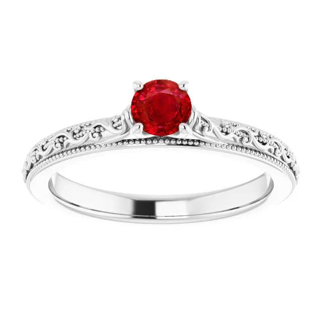 Solitaire Ruby Ring 0.75 Carats Antique Style New - Gemstone Ring-harrychadent.ca