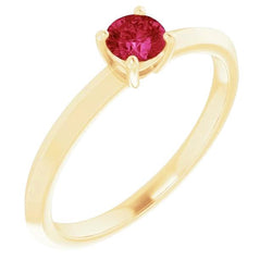 Solitaire Ruby Ring 1.25 Carats Yellow Gold 14K