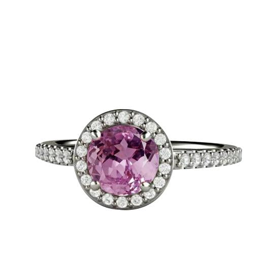 Solitaire With Accent 12.34 Carats Kunzite With Diamonds Ring Gold - Gemstone Ring-harrychadent.ca