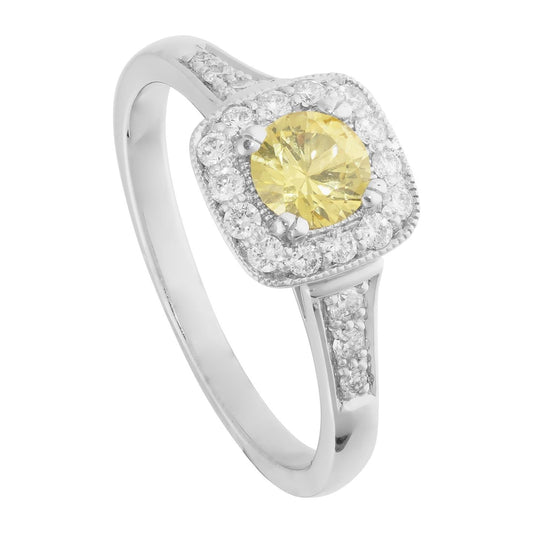 Solitaire With Accent 3.5 Ct Yellow Sapphire And Diamonds Ring - Gemstone Ring-harrychadent.ca