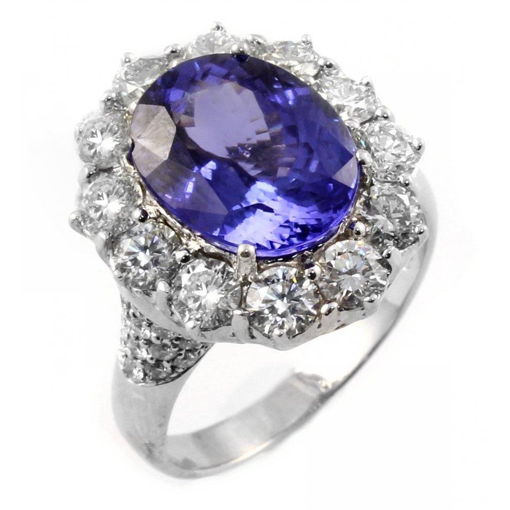 Solitaire With Accent 7.25 Ct. Tanzanite And Diamonds Ring - Gemstone Ring-harrychadent.ca