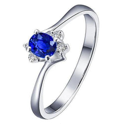Solitaire With Accent Sri Lanka Sapphire And Natural Earth Mined Diamonds Ring 1.90 Carats