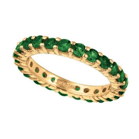 Sparkling 2.88 Carat Tsavorite Eternity Band Solid Gold 14K Jewelry - Gemstone Ring-harrychadent.ca