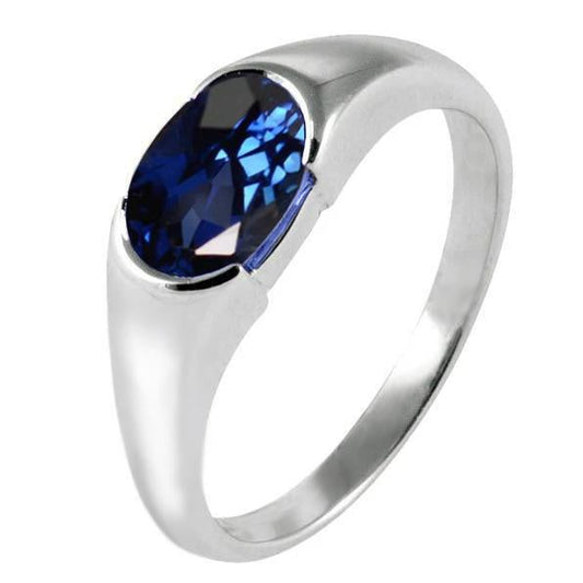 Sparkling 2 Carat Oval Ceylon Blue Sapphire Solitaire Ring - Gemstone Ring-harrychadent.ca