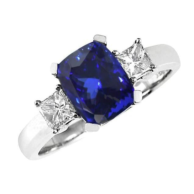 Sparkling 4.01 Carats Tanzanite Cushion And Diamond Anniversary Ring - Gemstone Ring-harrychadent.ca