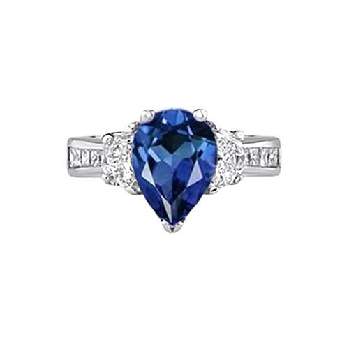 Sri Lanka Blue Sapphire 3.28 Carat Ring White Gold 14K Jewelry - Gemstone Ring-harrychadent.ca