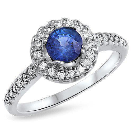 Sri Lanka Blue Sapphire And Diamond Ring White Gold 1.60 Ct - Gemstone Ring-harrychadent.ca