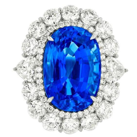 Sri Lanka Blue Sapphire Diamond 8.25 Ct Ring Gold White 14K - Gemstone Ring-harrychadent.ca