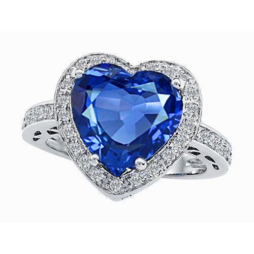 Sri Lanka Blue Sapphire Diamond Ring White Gold 4.5 Ct - Gemstone Ring-harrychadent.ca