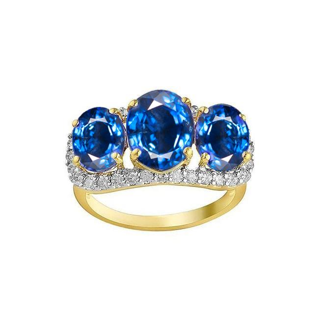 Sri Lanka Blue Sapphire Round Diamonds 6 Ct Ring Jewelry - Gemstone Ring-harrychadent.ca
