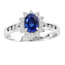 Sri Lanka Sapphire And Diamonds Round Cut Ring 3.80 Ct White Gold