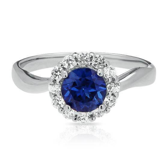 Sri Lanka Sapphire Diamond Ring White Gold 14K 2.5 Ct. - Gemstone Ring-harrychadent.ca