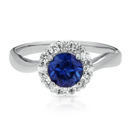 Sri Lanka Sapphire Diamond Ring White Gold 14K 2.5 Ct. - Gemstone Ring-harrychadent.ca