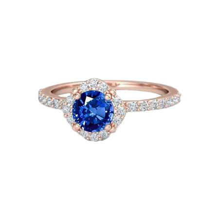 Sri Lanka Sapphire Diamonds 3.25 Carats Ring Rose Gold - Gemstone Ring-harrychadent.ca