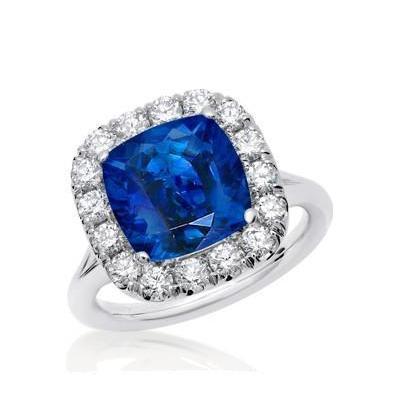 Sri Lanka Sapphire Diamonds Prong Set 3.80 Ct Wedding Ring White Gold - Gemstone Ring-harrychadent.ca
