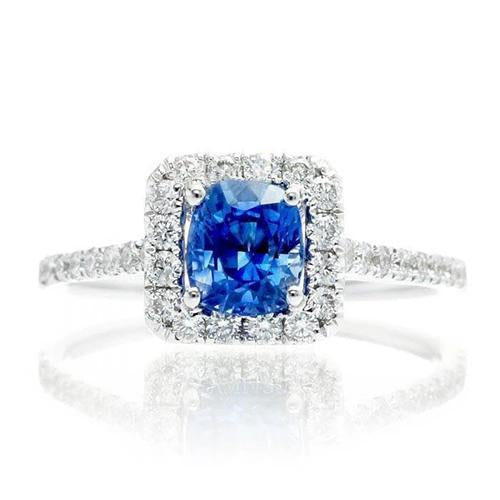 Sri Lanka Sapphire Diamonds Ring Gold White 14K 3.35 Carats - Gemstone Ring-harrychadent.ca