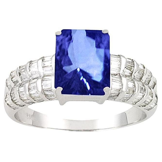 Sri Lanka Sapphire Emerald Baguette Diamonds White Gold Ring 7.51 Ct - Gemstone Ring-harrychadent.ca