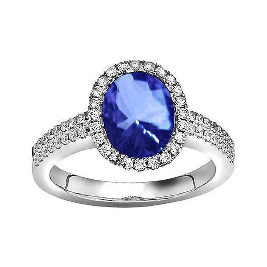 Sri Lanka Sapphire Oval And Round Diamonds 7.01 Ct Ring Diamonds - Gemstone Ring-harrychadent.ca