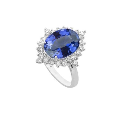Sri Lanka Sapphire Oval Diamond Ring 8.51 Carat Gemstone Jewelry - Gemstone Ring-harrychadent.ca