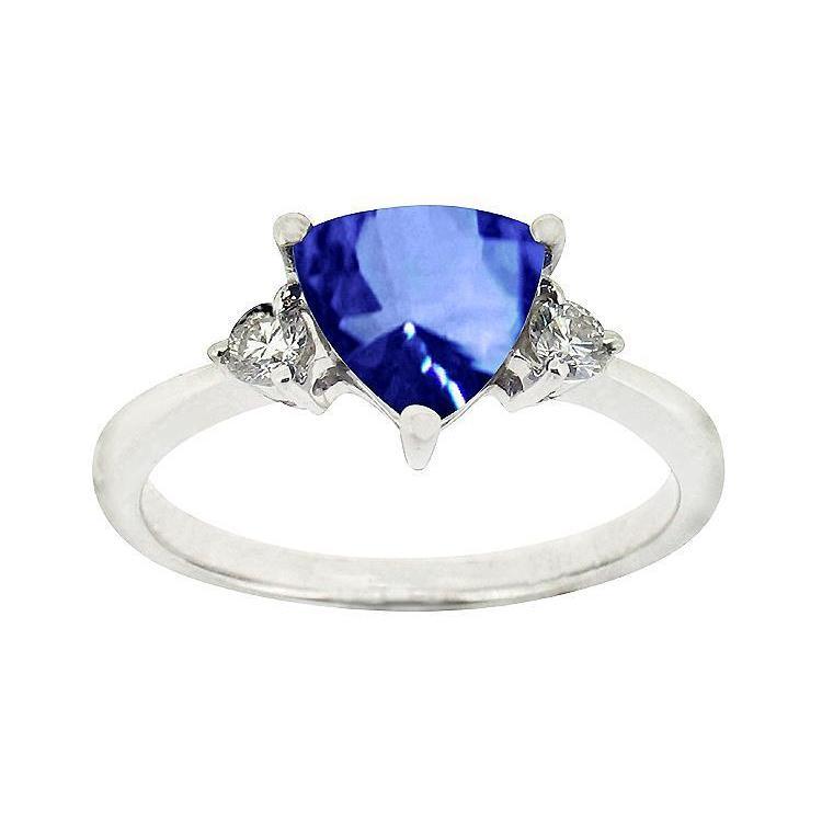 Sri Lanka Sapphire Trillion And Round Diamonds 5.01 Ct Wedding Ring - Gemstone Ring-harrychadent.ca