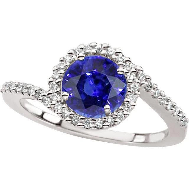 Sri Lankan Sapphire And Diamond Stackable Ring 2.50 Ct. White Gold 14K - Gemstone Ring-harrychadent.ca