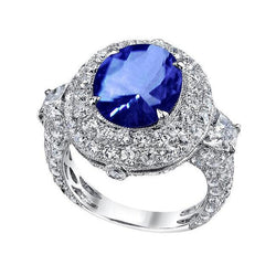 Sri Lankan Sapphire Diamonds 6 Carats Wedding Anniversary Ring