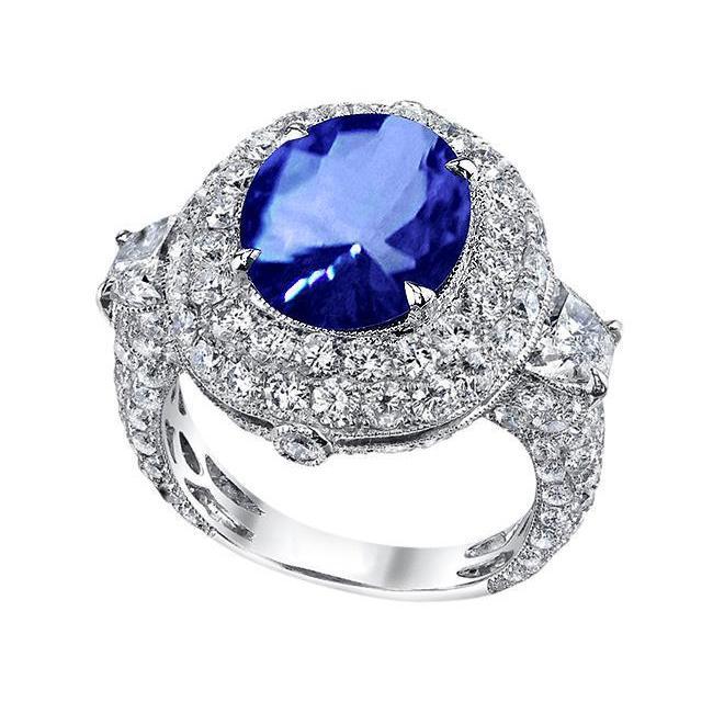 Sri Lankan Sapphire Diamonds 6 Carat Wedding Anniversary Ring - Gemstone Ring-harrychadent.ca