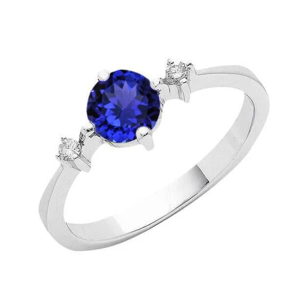 Tanzanite AAA Round Diamonds Women Fancy Ring White Gold 0.75 Carats - Gemstone Ring-harrychadent.ca