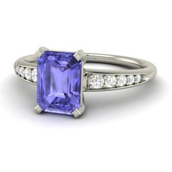 Tanzanite And Diamonds 3.85 Carats Ring White Gold 14K Prong Set - Gemstone Ring-harrychadent.ca