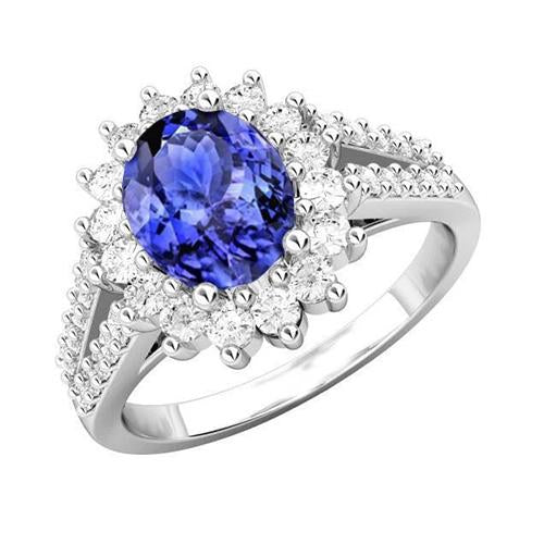 Tanzanite And Diamonds 4.75 Carats Wedding Ring Gold White - Gemstone Ring-harrychadent.ca