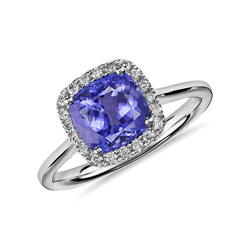 Tanzanite And Diamonds 7.75 Ct Ring 14K White Gold New - Gemstone Ring-harrychadent.ca