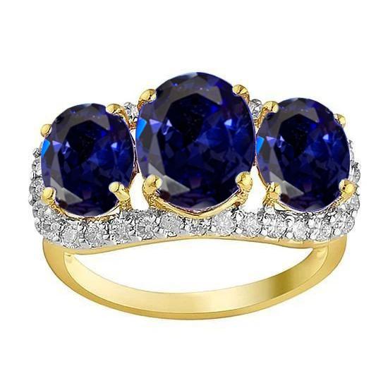Tanzanite Oval And Round Diamonds 6 Carat Anniversary Ring Jewelry - Gemstone Ring-harrychadent.ca